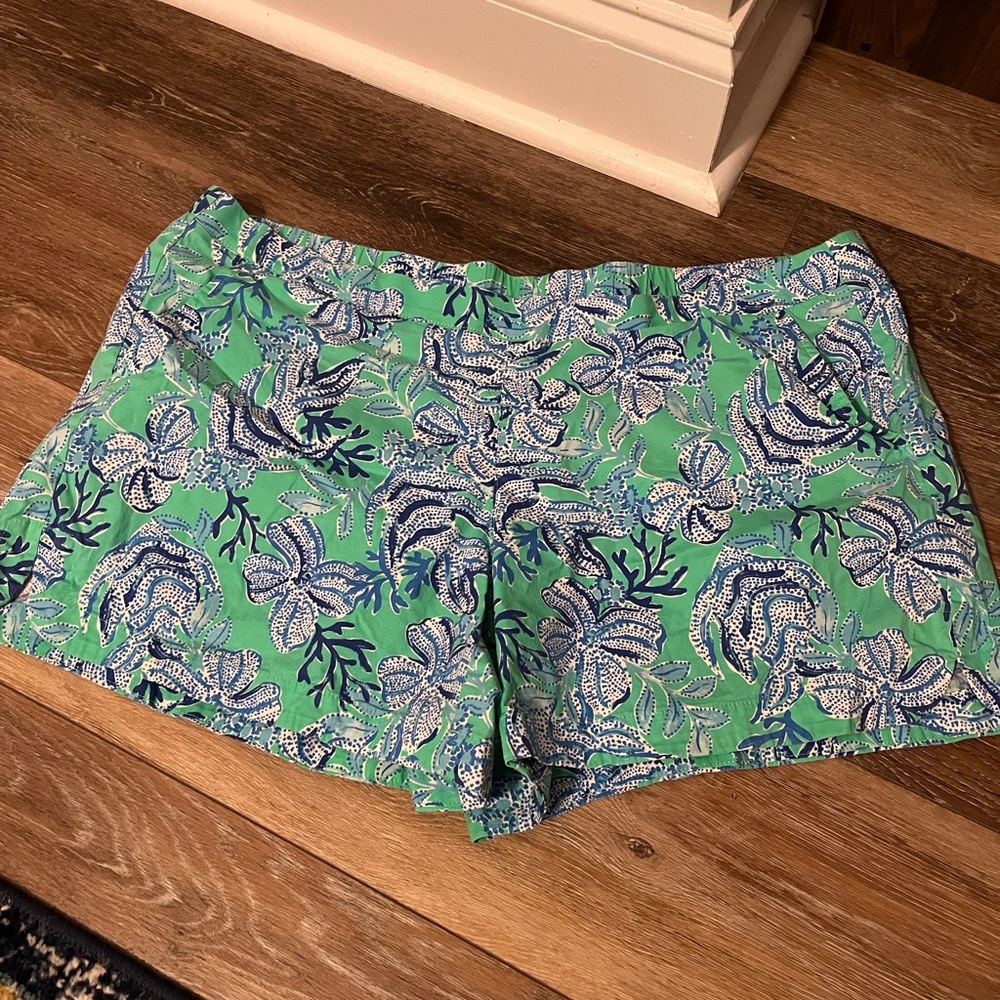 Lilly Pulitzer Floral Green and Blue Women's Shorts size XL